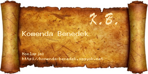 Komenda Benedek névjegykártya